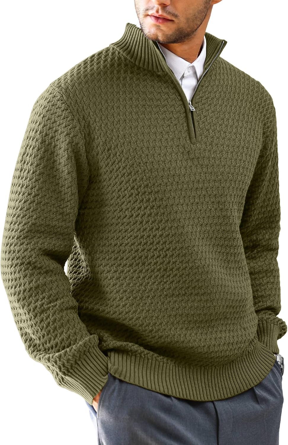 Men's Quarter-Zip Sweater for Business Casual Style and Comfort