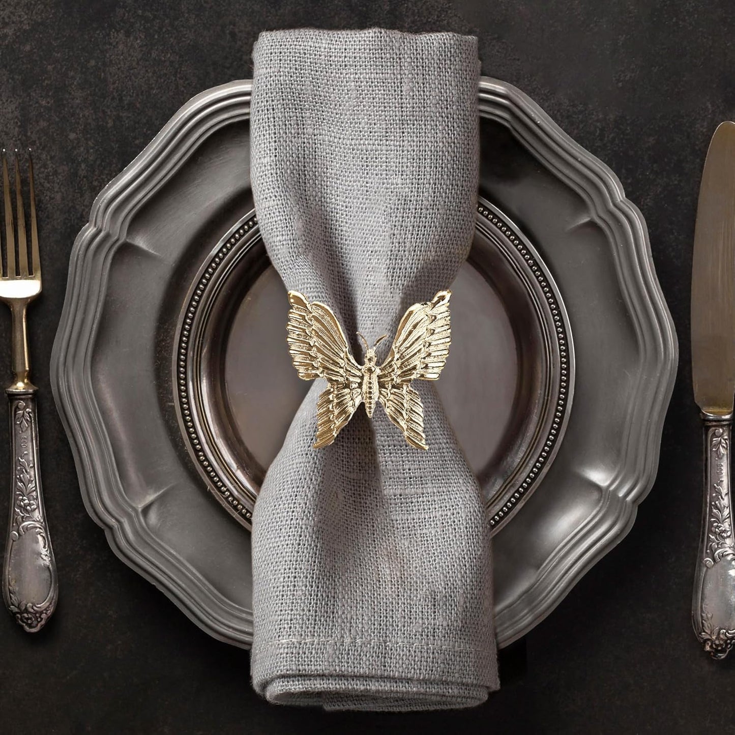 Elegant Gold Butterfly Napkin Rings Set for Festive Table Decor