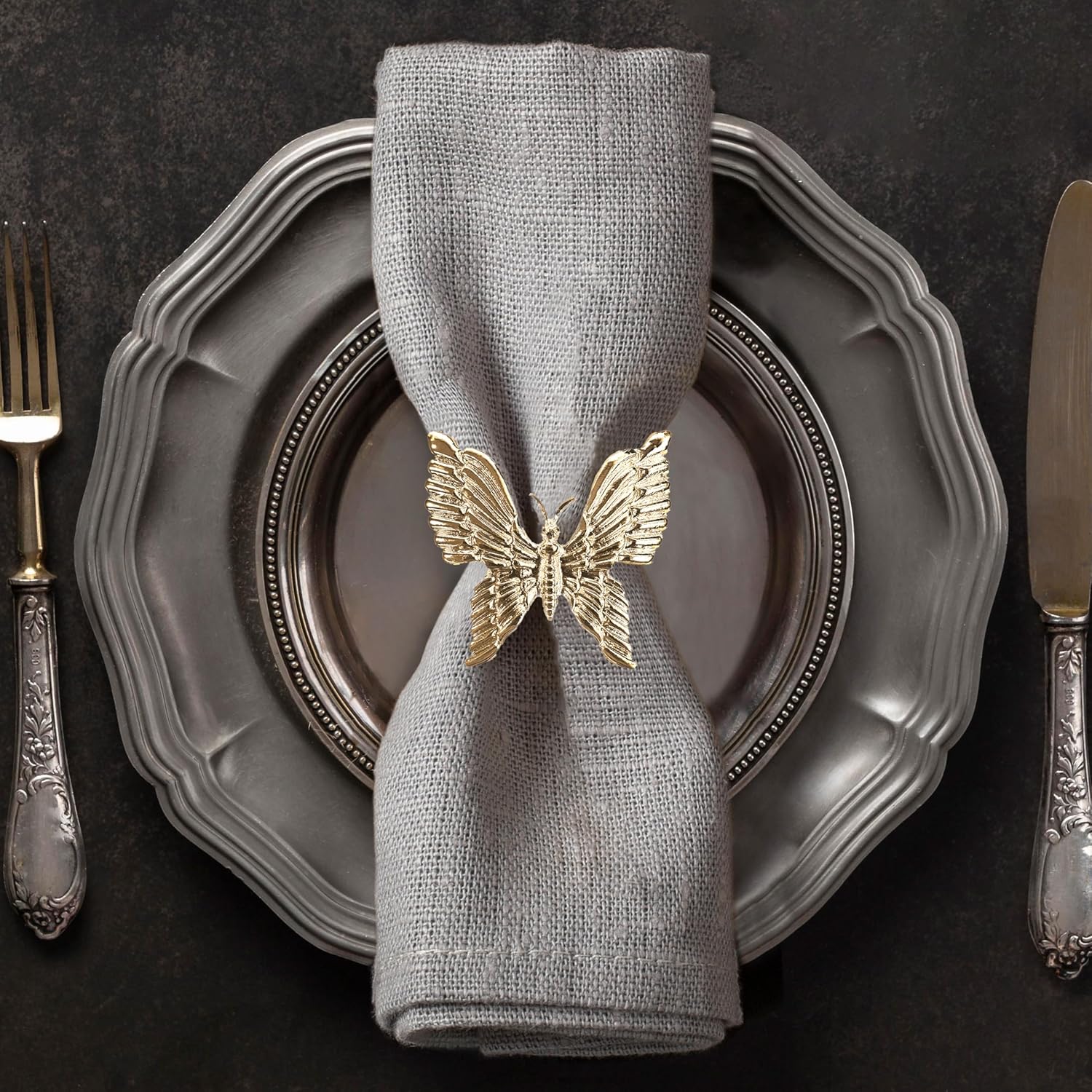 Elegant Gold Butterfly Napkin Rings Set for Festive Table Decor