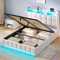 Rolanstar Full Size Lift Up Storage Bed Frame with LED Lights - Smart