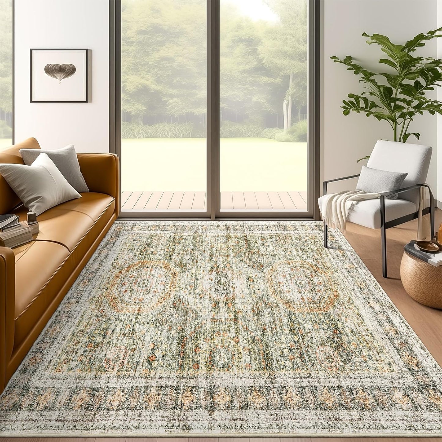 5x7 Area Rugs for Bedroom Living Room - Trendy Faded Style