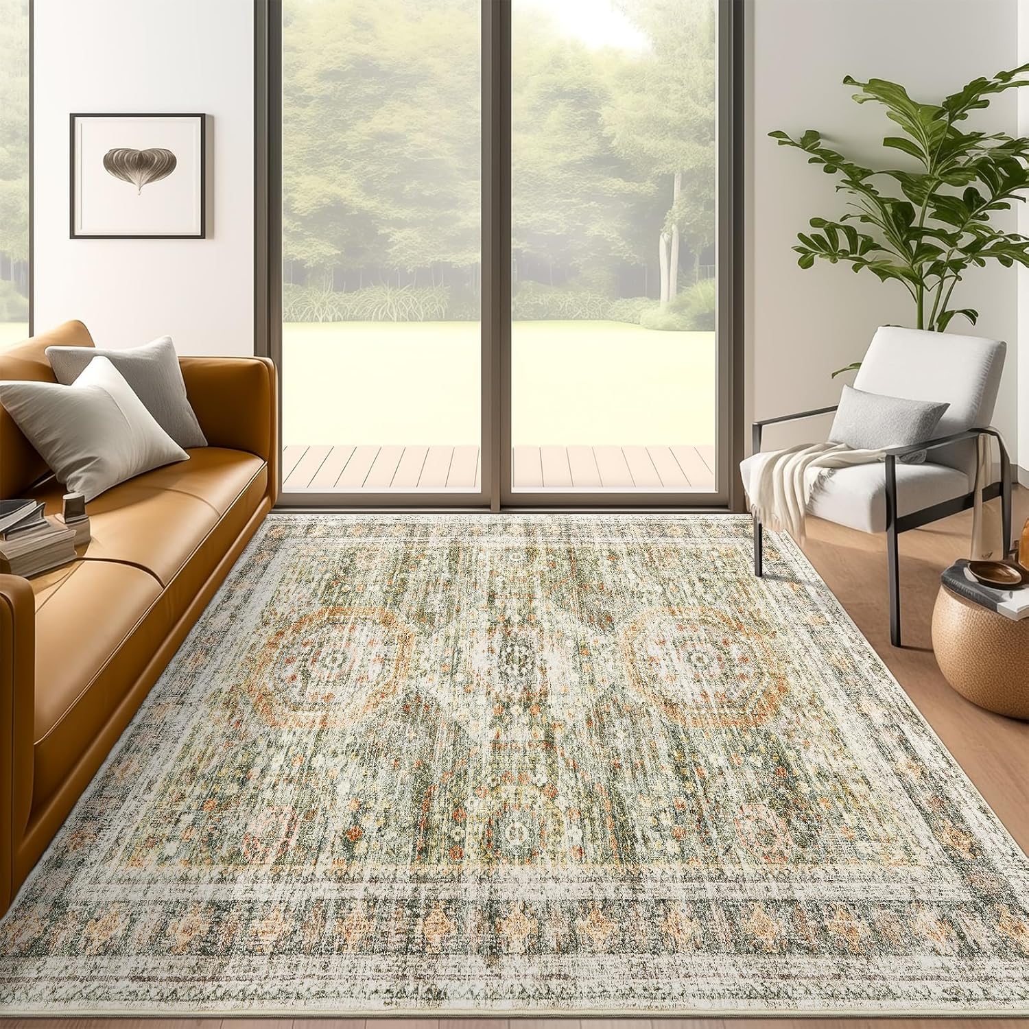 5x7 Area Rugs for Bedroom Living Room - Trendy Faded Style