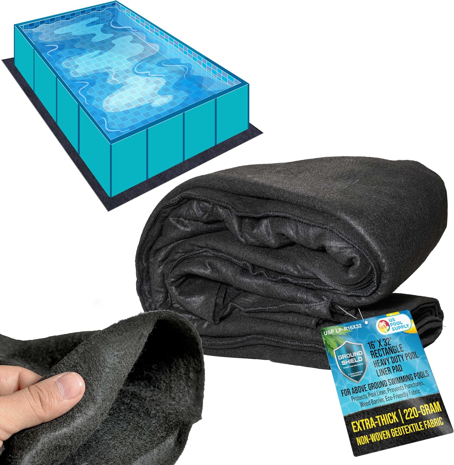 Ground Shield 16-Foot x 32-Foot Heavy Duty Pool Liner Pad