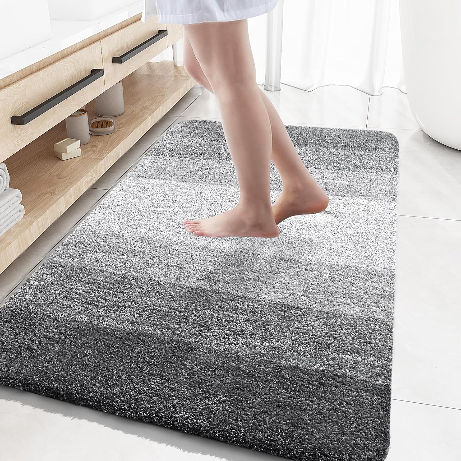 OLANLY Extra Soft Microfiber Bathroom Rugs Mat 59x35 for Home