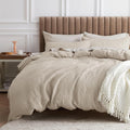 Cotton Waffle Duvet Cover Set Cal King Beige - 100% Cotton