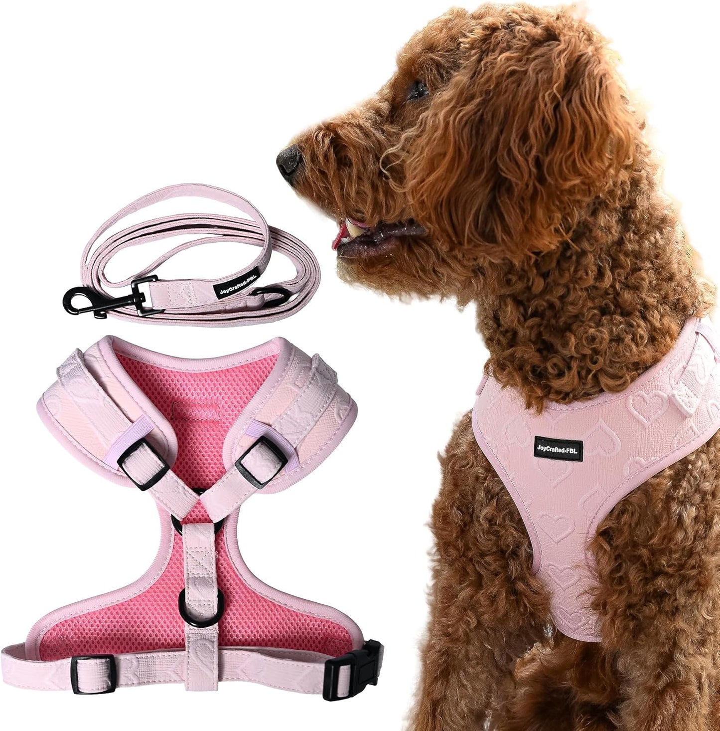 No Pull Harness and Leash Set for Medium Dogs, Pink Design
