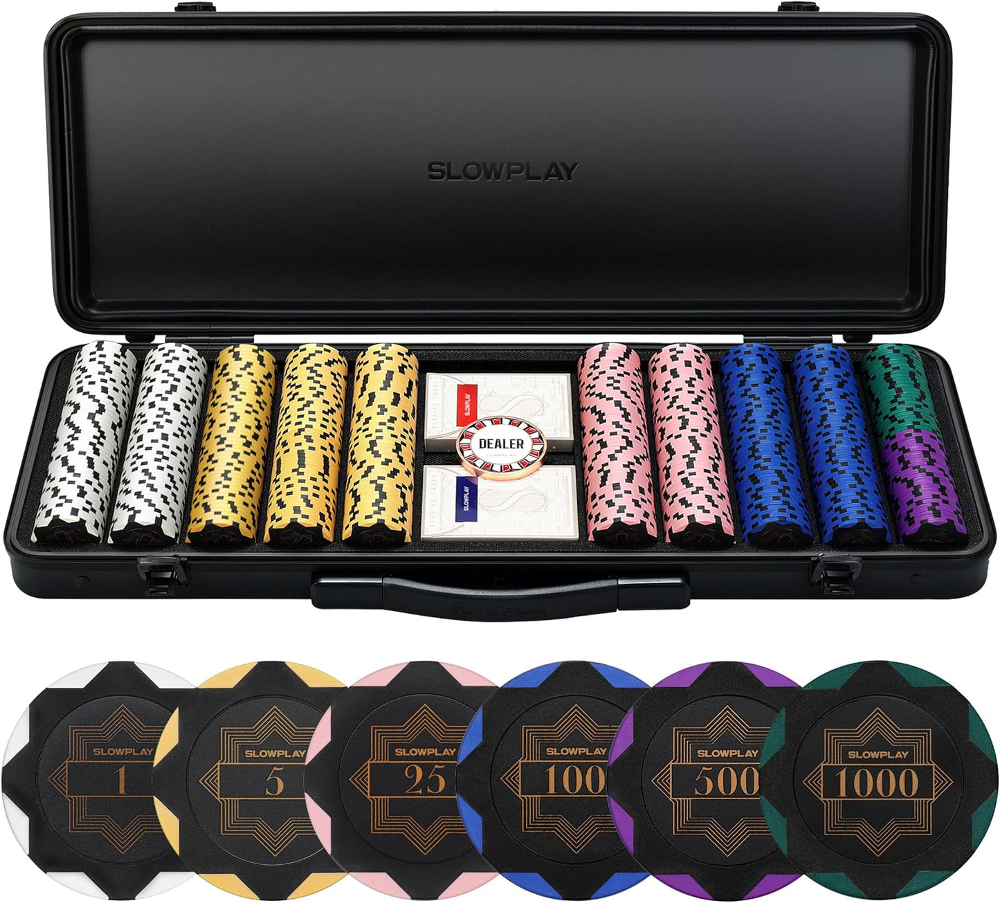 SLOWPLAY 14g Clay Poker Chips Set for Texas Hold'em Fun