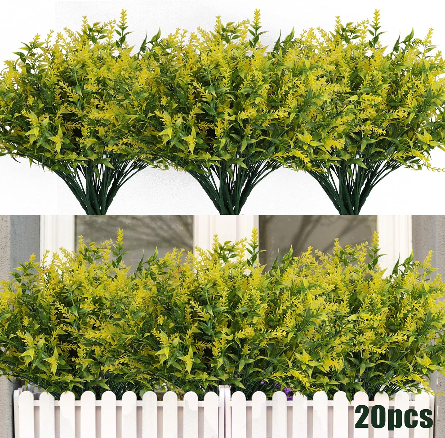 20 Bundles of UV Resistant Artificial Flowers for Outdoor Decor