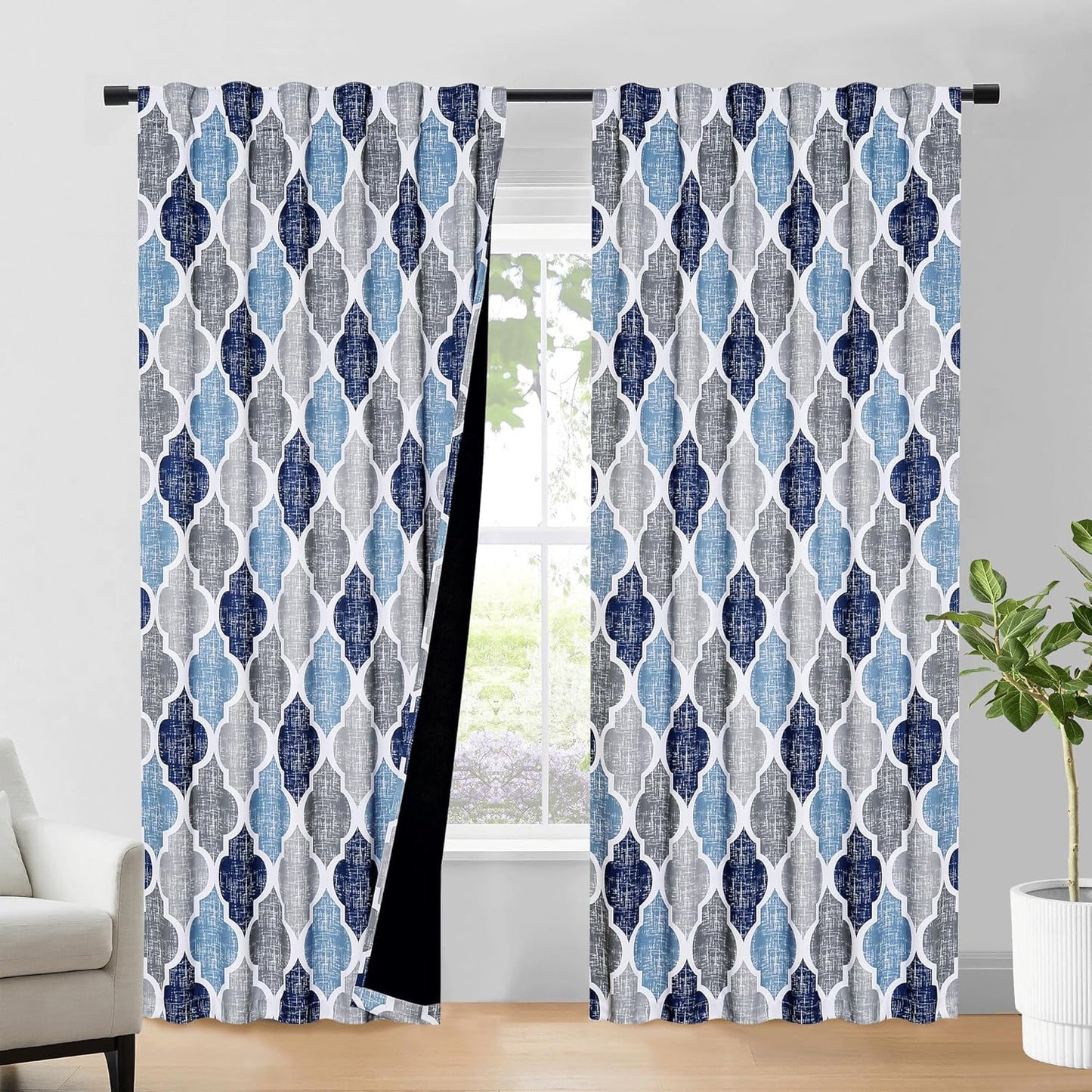 Beauoop 100% Blackout Curtains for Bedroom and Living Room