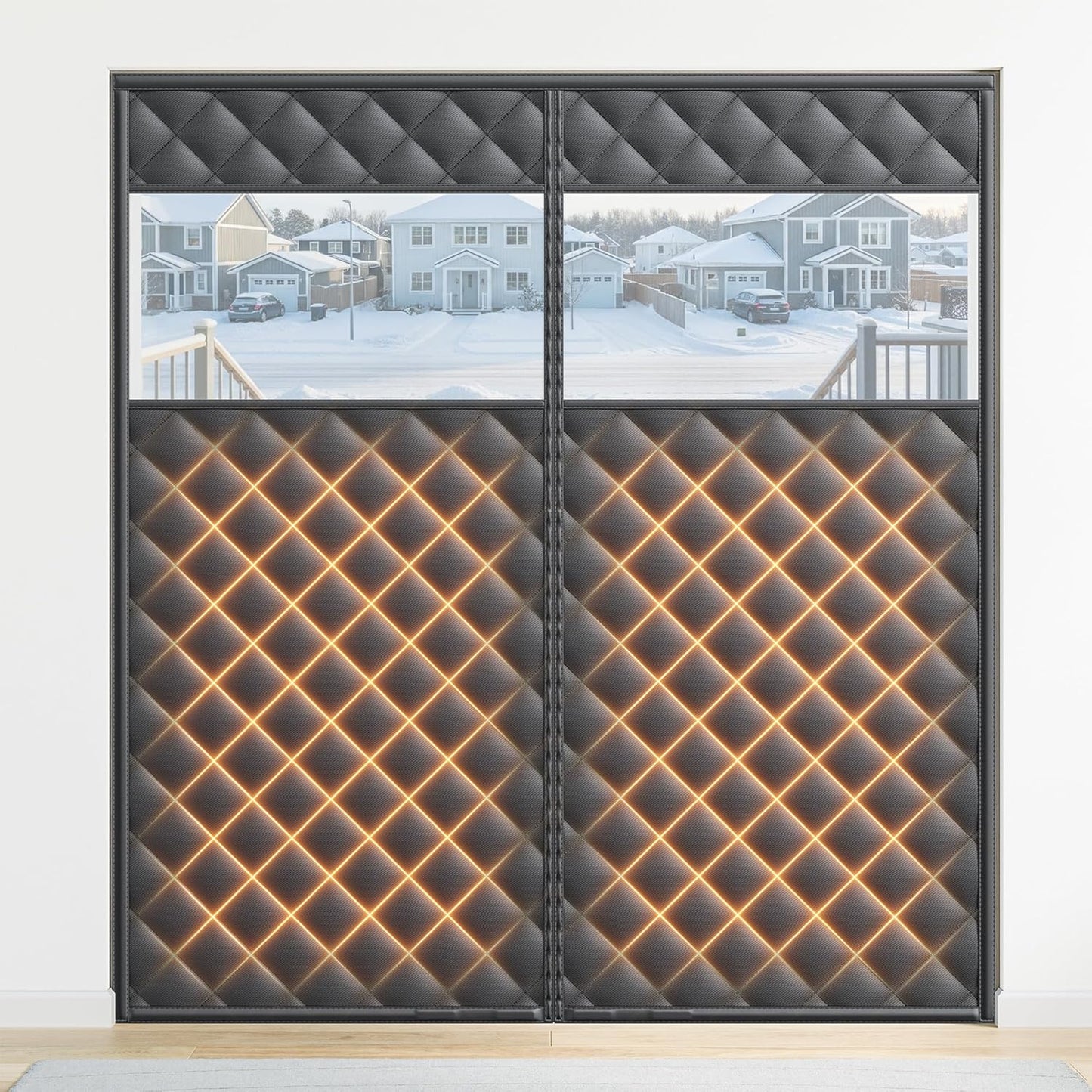 Magnetic Insulated Sliding Door Curtain for Winter Protection