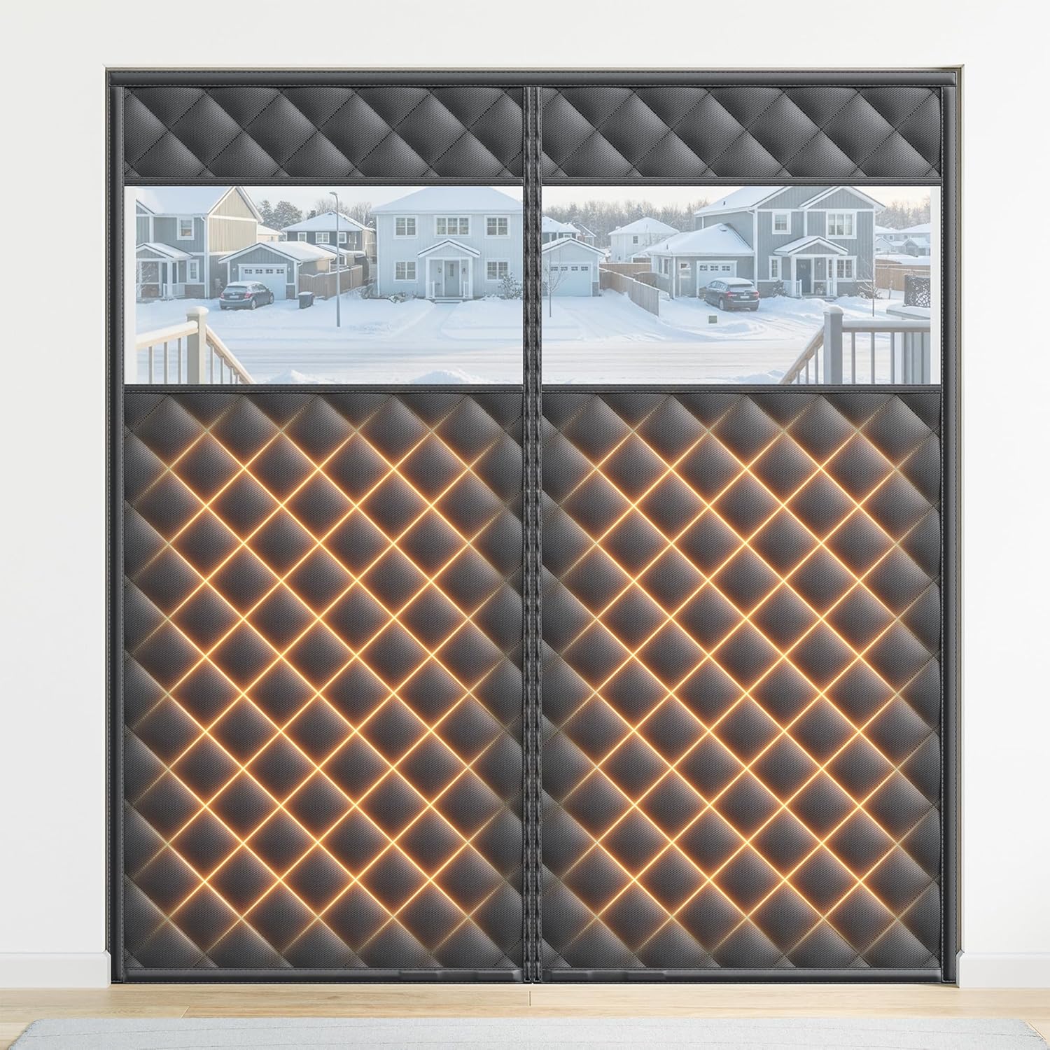 Magnetic Insulated Sliding Door Curtain for Winter Protection