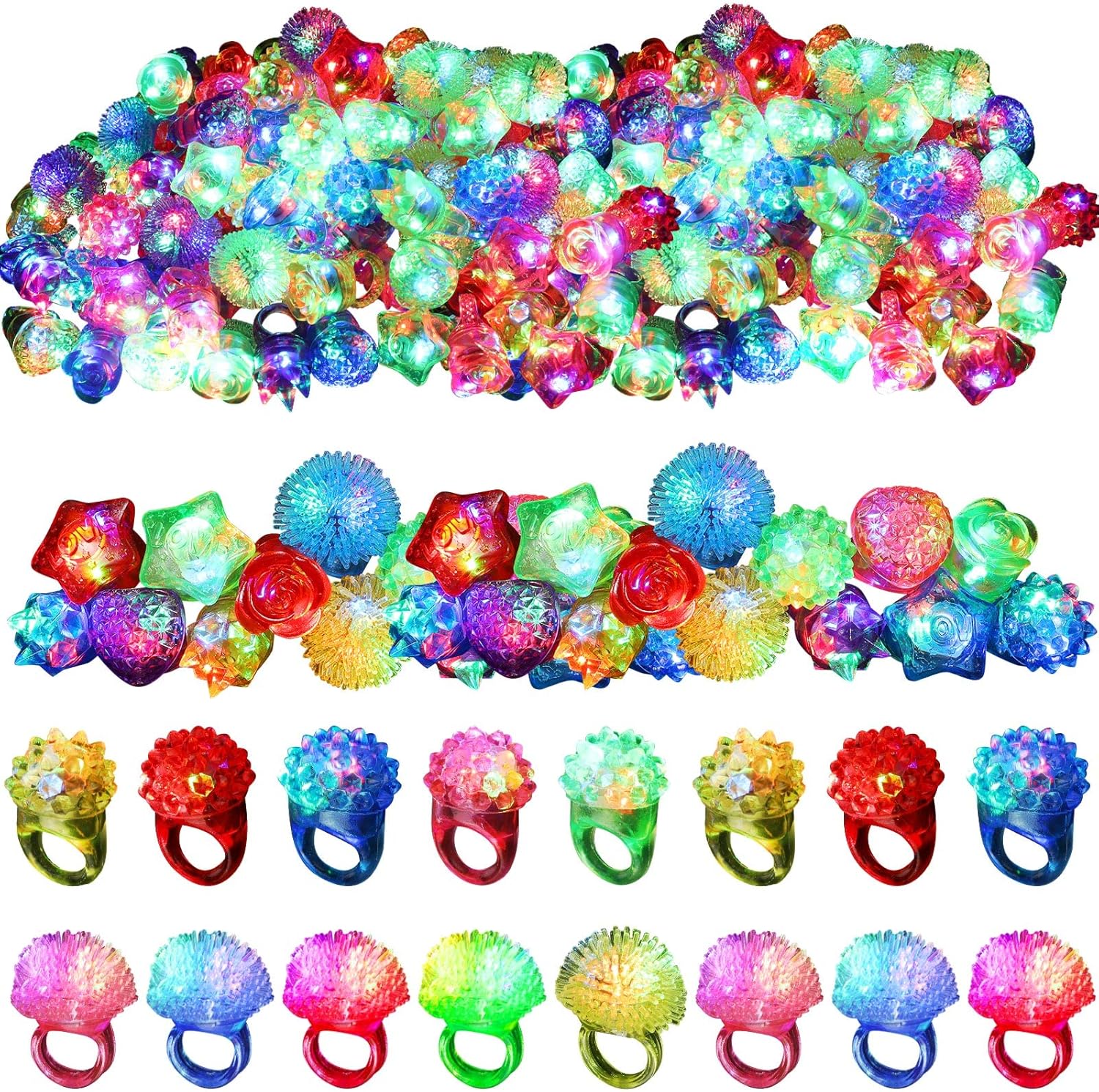 Leyndo 150 Pcs LED Light Up Rings for Halloween Party Favors