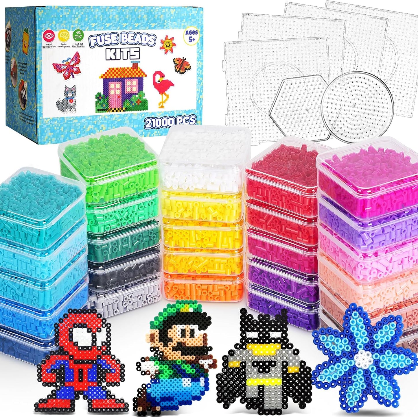 FUNZBO 21000 5mm Fuse Beads Kit for Creative Arts and Crafts