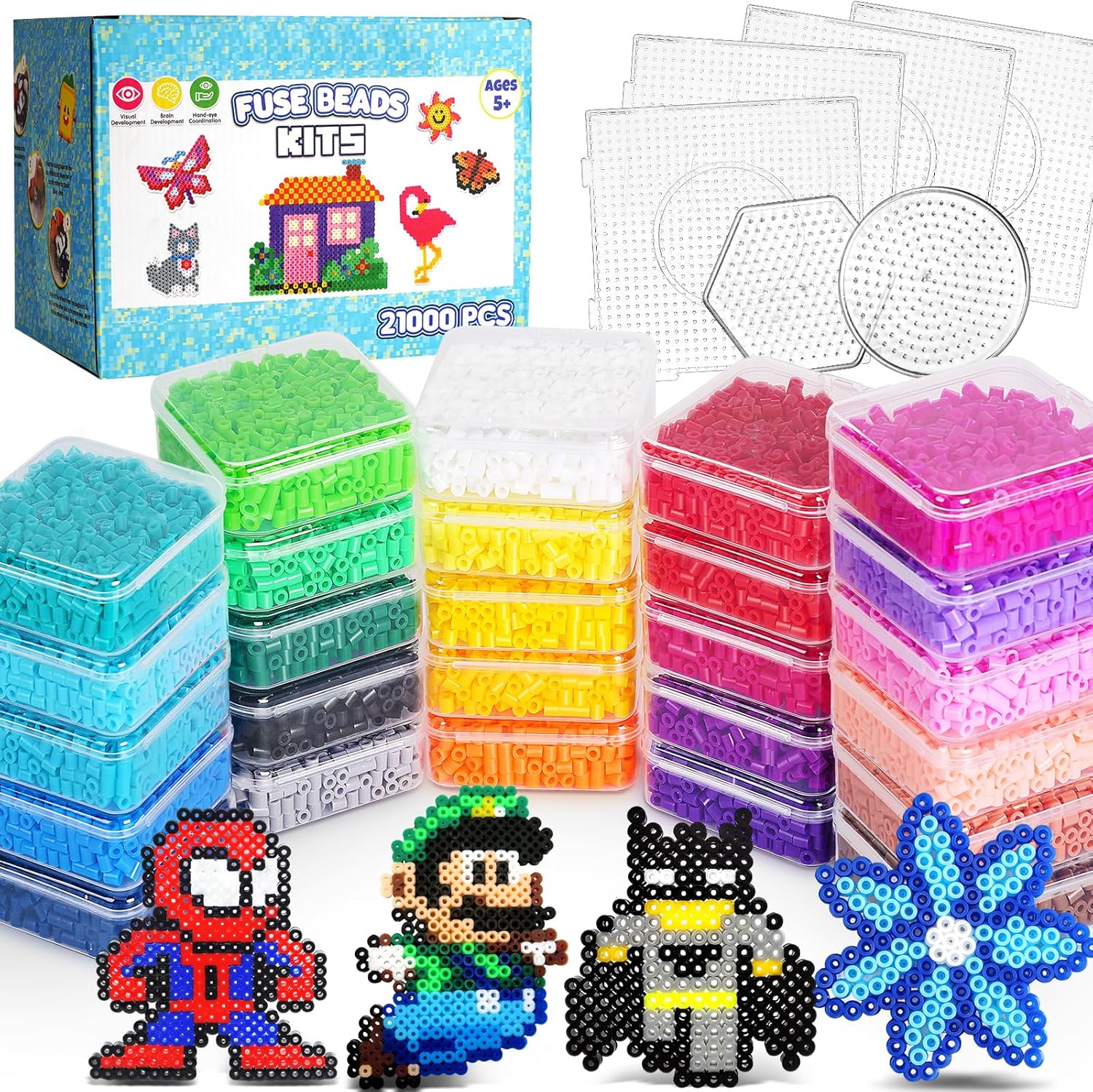 FUNZBO 21000 5mm Fuse Beads Kit for Creative Arts and Crafts