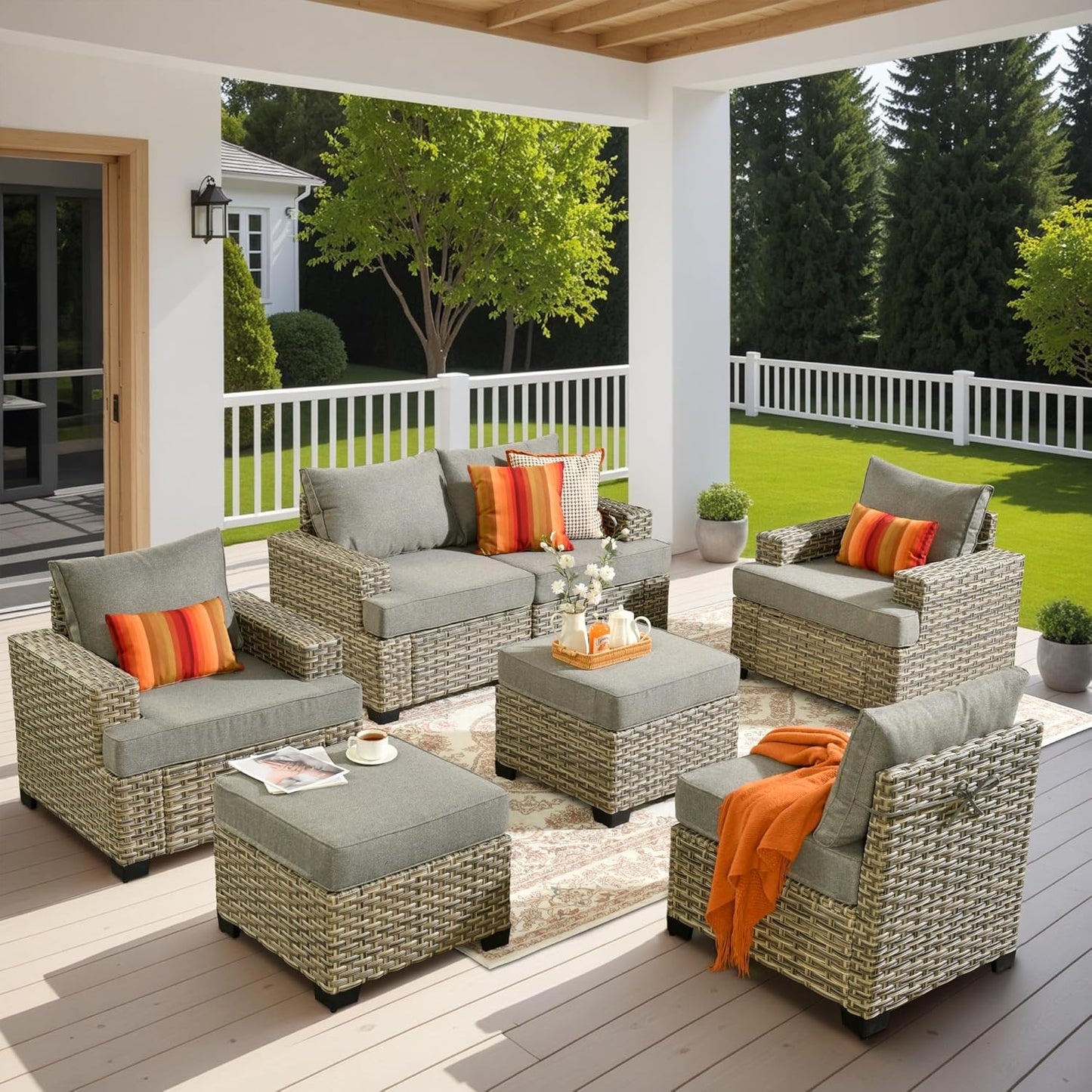 HOOOWOOO Outdoor Sectional Patio Furniture Set for Comfort