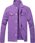 LZLER Men's Distressed Denim Jacket Slim Fit - Timeless Ripped Trucker