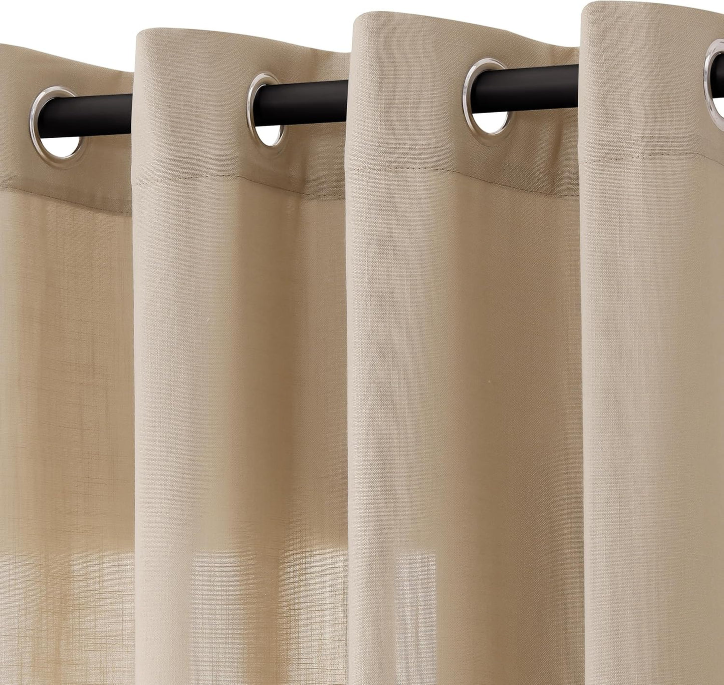 Tan Brown Linen Curtains 96 Inch Length for Elegant Living Room