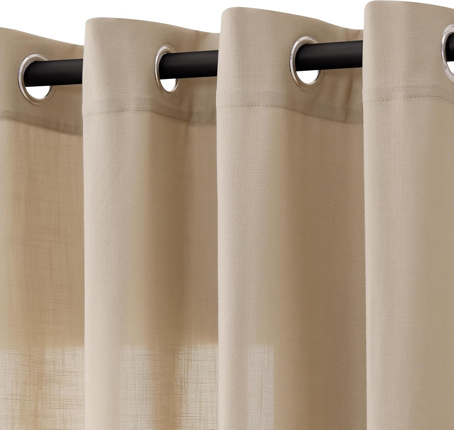 Tan Brown Linen Curtains 96 Inch Length for Elegant Living Room