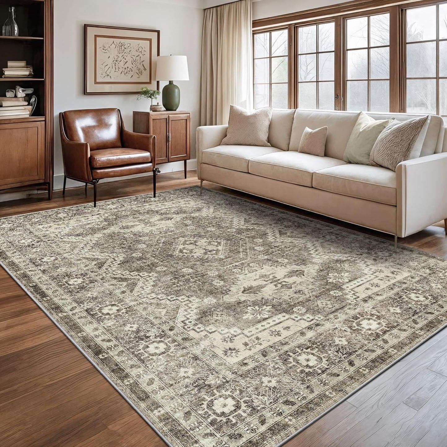 Rugland 5x7 Area Rugs - Vintage Tribal Washable Anti-Slip Rug