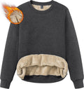 Women's Crewneck Sherpa Pullover Sweatshirt - Fleece Lined Warm