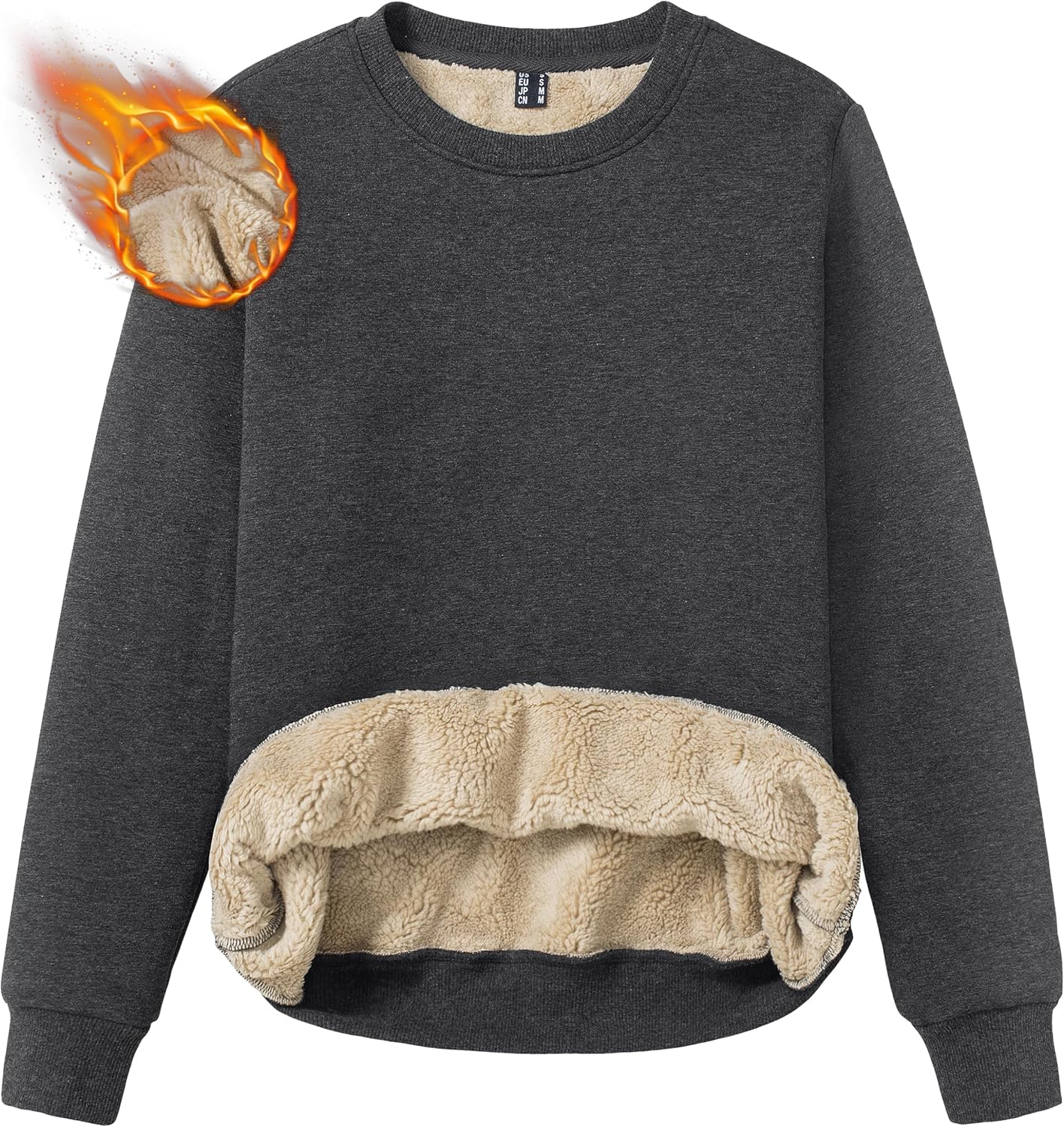 TACVASEN Women's Fleece Lined Crewneck Sweatshirt for Winter