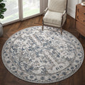 jinchan Round Rug 6ft Vintage Non-Slip Floral Print Carpet