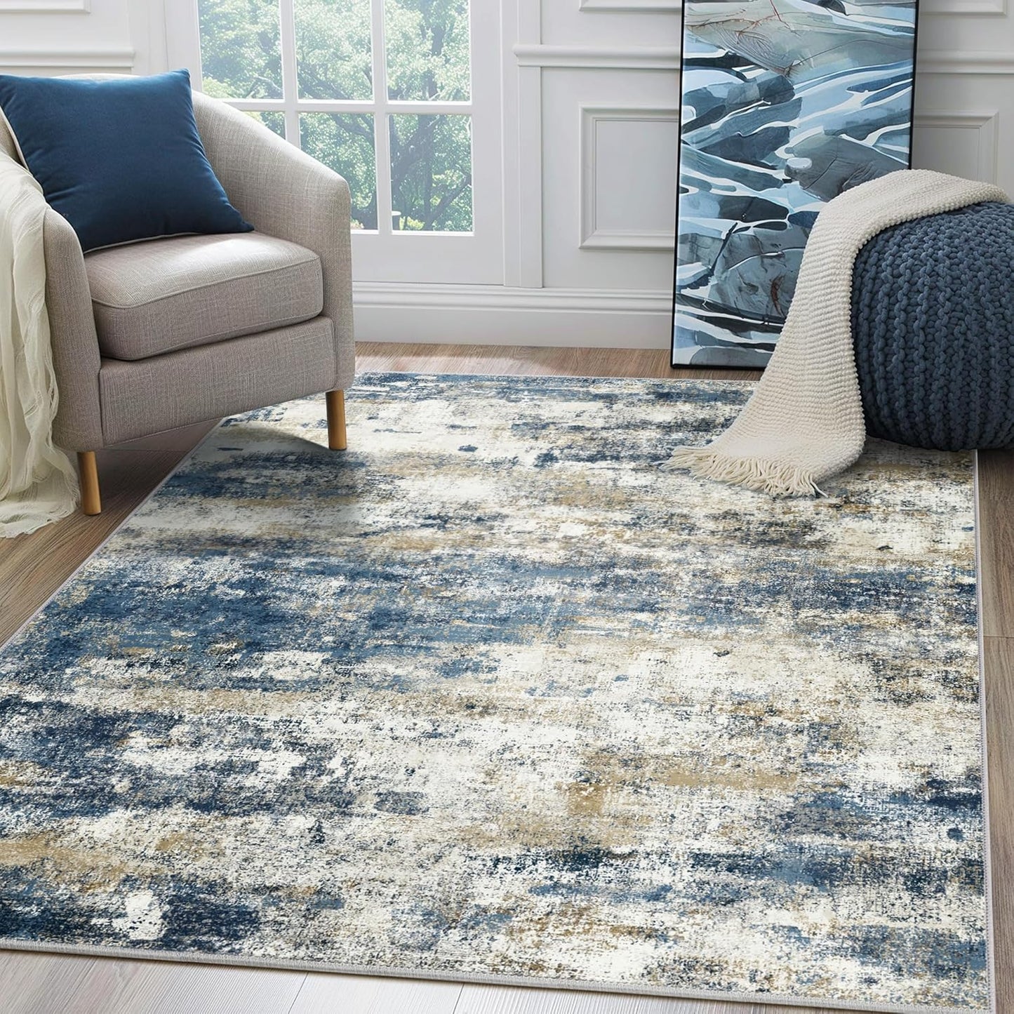 Machine Washable Rug 8x10 Area Rugs for Living Room Bedroom