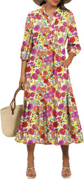 Stylish Women Summer Dress with Puff Sleeves and Floral Print