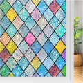 stained glass window film rainbow privacy cling - colorful lattice sun