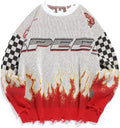 ZAFUL Men's Oversized Flame Graphic Sweater - Y2K Streetwear