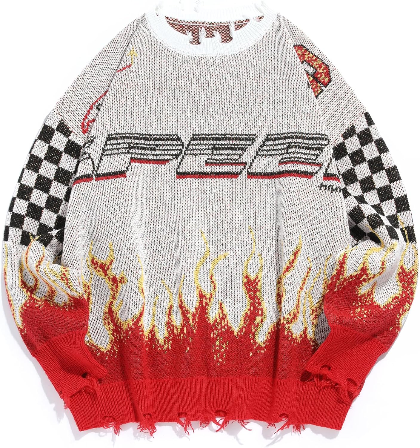 ZAFUL Men's Oversized Sweater with Flame Graphic for Casual Wear