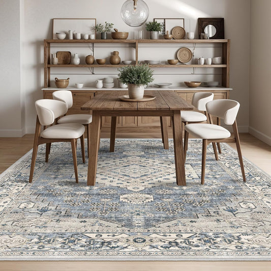 9x12 Washable Distressed Area Rugs for Living Room & Bedroom