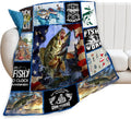 Fishing Blanket Fish Throw Blanket Cozy Fleece Flannel Throw - Warm