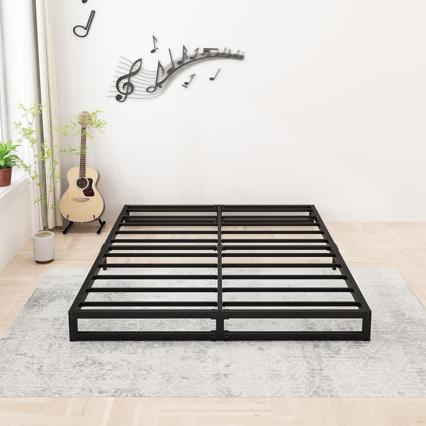 Heavy Duty 6 Inch Queen Bed Frame with Steel Slat Support