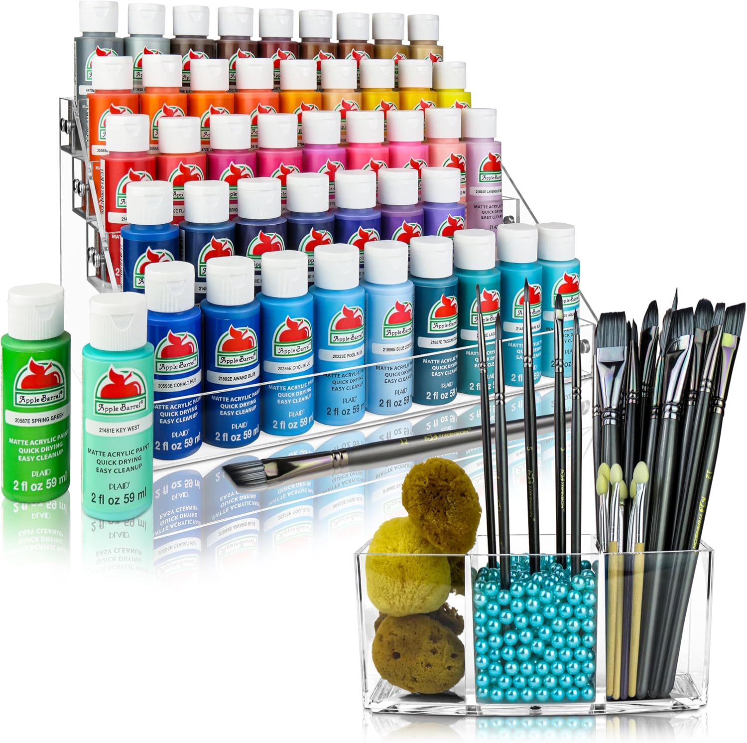Acrylic Paint Organizer & Brush Holder Set for Crafting Needs