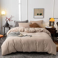 Washed Cotton Duvet Cover Queen Ultra Soft 100% Cotton Khaki - Cozy
