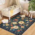 DUKINO 4x6 Area Rug - Lightweight Non Slip Washable Floral Rug