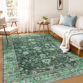 WITSHOCK 5x7 Area Rug Forest Green - Machine Washable Low Pile