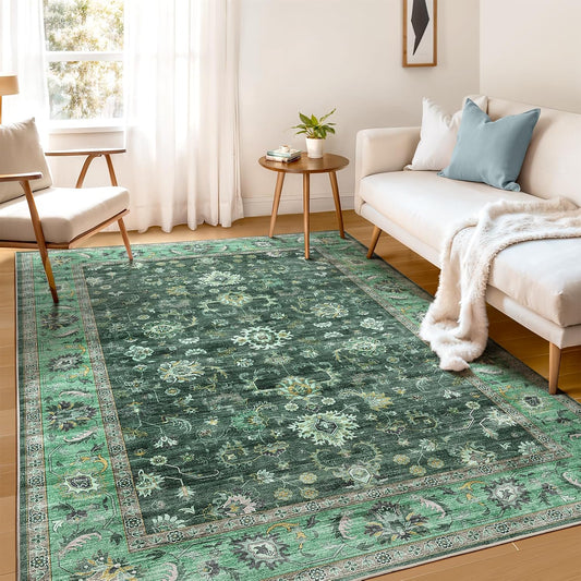 WITSHOCK 5x7 Area Rugs: Vintage Non-Slip Carpet for Home