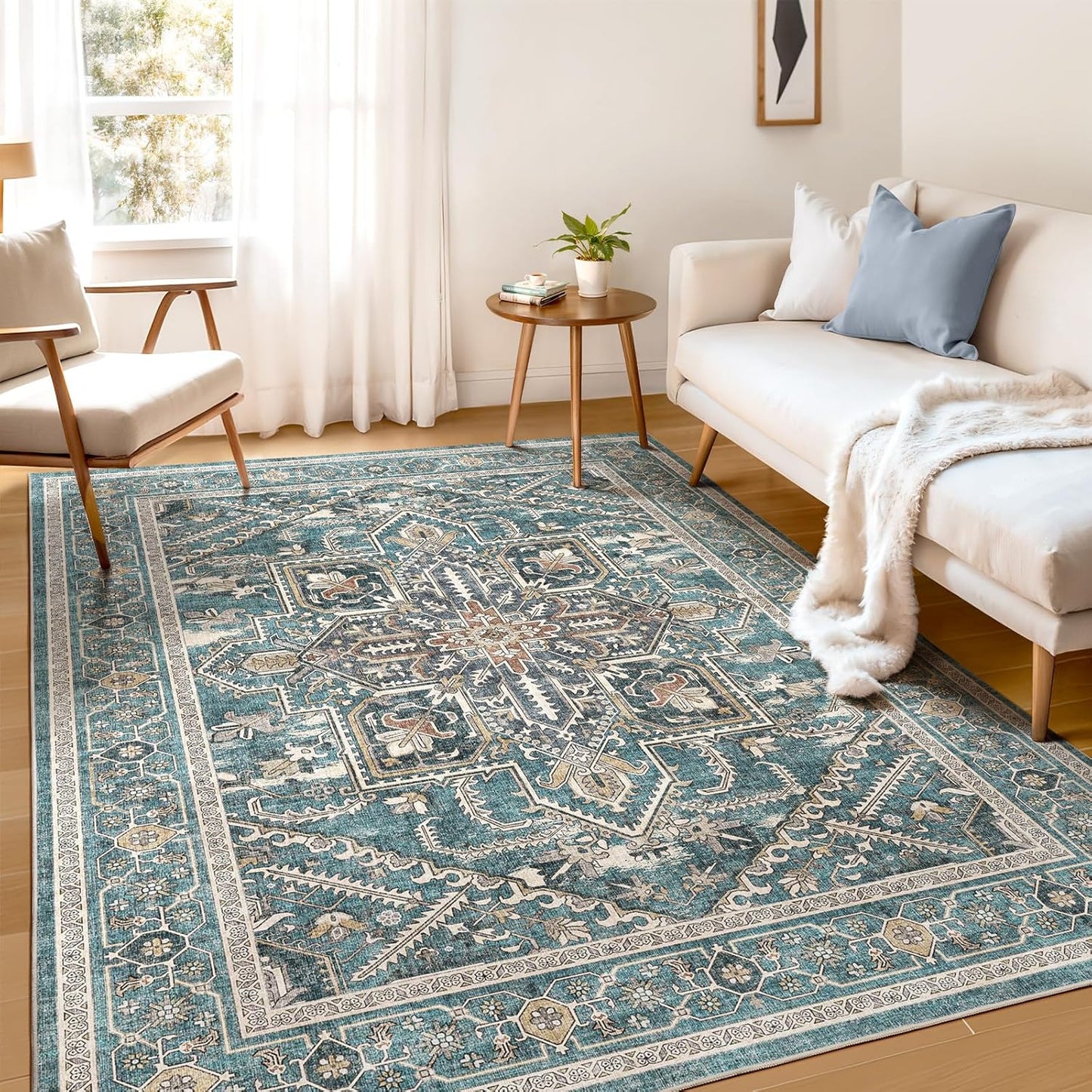 WITSHOCK 6x9 Living Room Area Rug: Soft Washable Boho Design