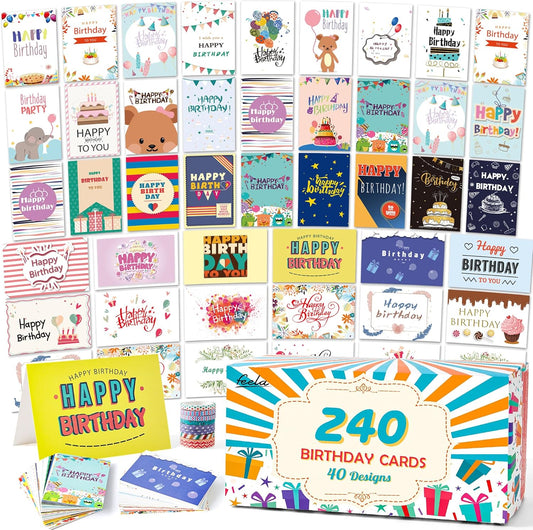 feela Birthday Cards Bulk 240 Pack for Every Celebration