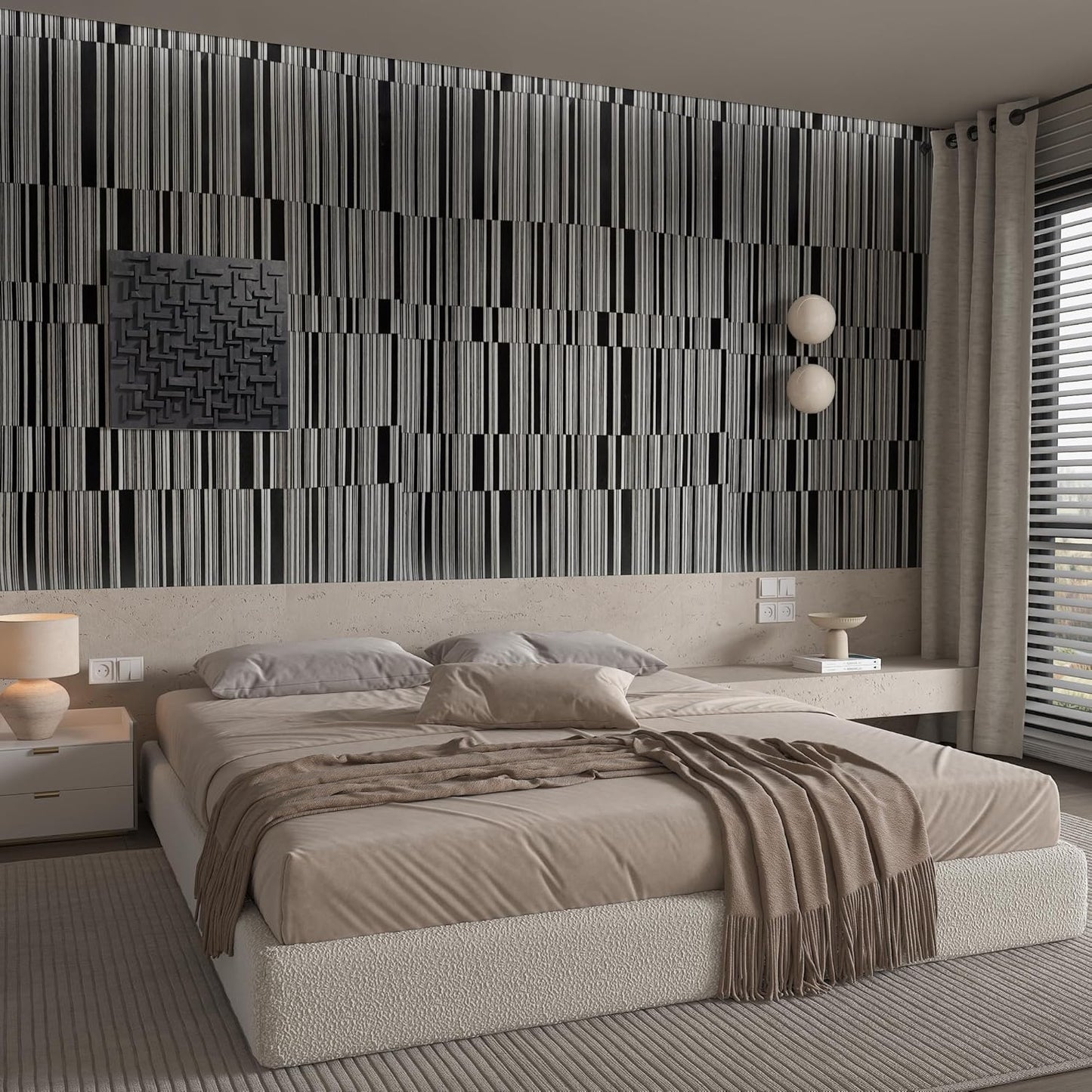 Stripe Black and White Wallpaper for Modern Home Decor