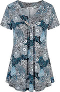 Ninedaily Women's Tunic Summer Short Sleeve Top - Flowy V Neck