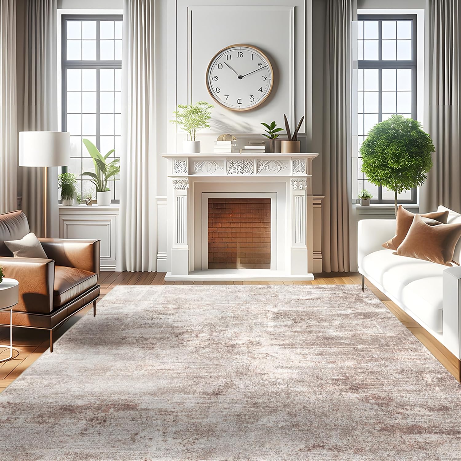 Washable Abstract Rug 8X10 for Living Room and Bedroom Decor