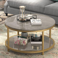 Glam Circle Coffee Table with Storage Shelf