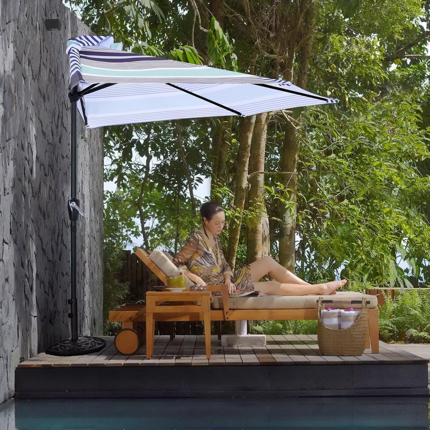 ABCCANOPY 9ft Half Patio Umbrella for Outdoor Spaces and Gardens