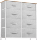 Tall Fabric Dresser with Wooden Top - 8-Drawer Storage Tower