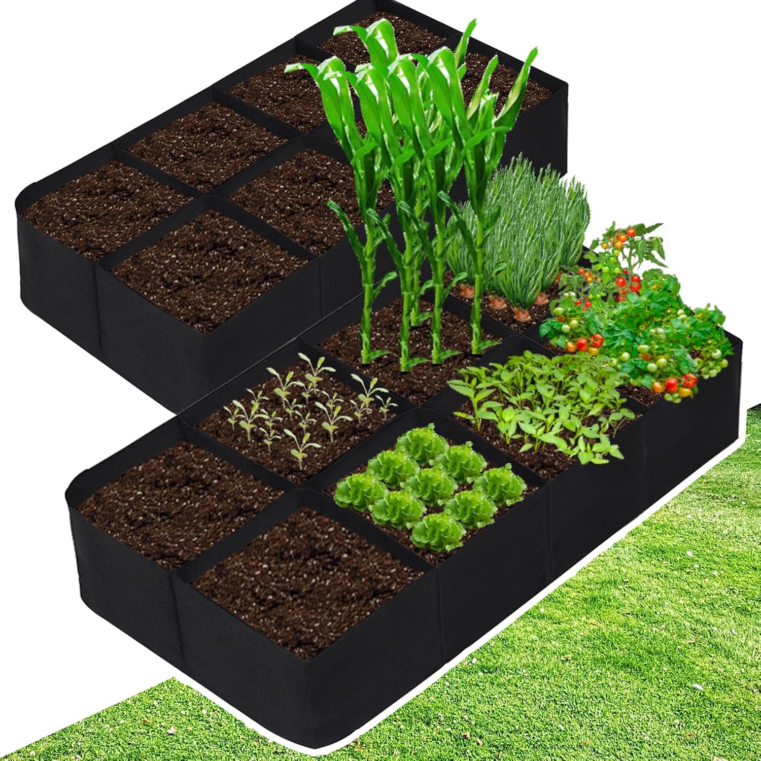 CJGQ Fabric Raised Garden Bed for Growing Vegetables and Flowers