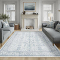 6x9 Washable Area Rug Blue Vintage Neutral Distressed - Soft Low Pile