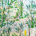 Window Privacy Film Stain Glass Rainbow Leaf Pattern - Reusable